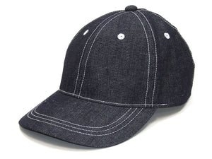 TOYS McCOY Cap Men's Plain Denim Baseball Cap No-Mesh Blank Denim Trucker Hat with Solid Color TMA2325 Deep Blue Indigo Denim