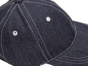 TOYS McCOY Cap Men's Plain Denim Baseball Cap No-Mesh Blank Denim Trucker Hat with Solid Color TMA2325 Deep Blue Indigo Denim