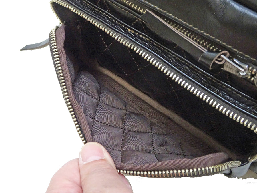 TOYS McCOY Bag Men's Casual Genuine Horsehide Quilted Leather Sling Bag Waist Pack TMA2327 Black