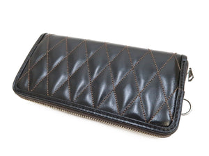 TOYS McCOY Wallet Men's Casual Quilted Leather Wallet Zip Around Long Wallet TMA2407 030 Black