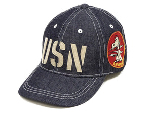 TOYS McCOY Denim Cap Men's Snoopy x USN Denim Baseball Hat TMA2410 Deep Blue Indigo