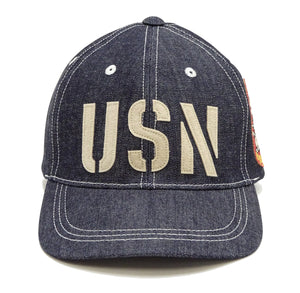 TOYS McCOY Denim Cap Men's Snoopy x USN Denim Baseball Hat TMA2410 Deep Blue Indigo