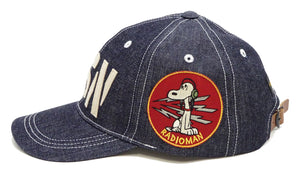 TOYS McCOY Denim Cap Men's Snoopy x USN Denim Baseball Hat TMA2410 Deep Blue Indigo