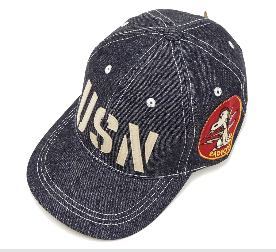 TOYS McCOY Denim Cap Men's Snoopy x USN Denim Baseball Hat TMA2410 Deep Blue Indigo