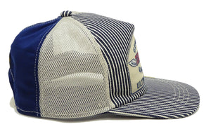 TOYS McCOY Hickory Striped Trucker Hat Men's Casual Embroidered Patch Baseball Cap with Mesh Side Panels TMA2413