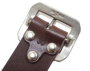 TOYS McCOY Men's Casual Leather Belt - 38mm Wide, 4mm Thick Steerhide Garrison Belt with Square Single Pin Buckle TMA2414 050 Brown