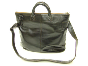 TOYS McCOY Men's Leather Shoulder Bag - U.S. Air Force Helmet Bag Style - TMA2418, 030 Black Horsehide x Nickel Zipper