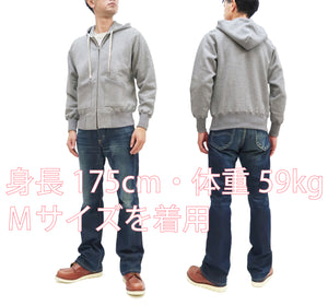 TOYS McCOY Plain Zip-Up Hoodie Men's Vintage Inspired Solid Zip Hooded Sweatshirt TMC2468 020 Gray