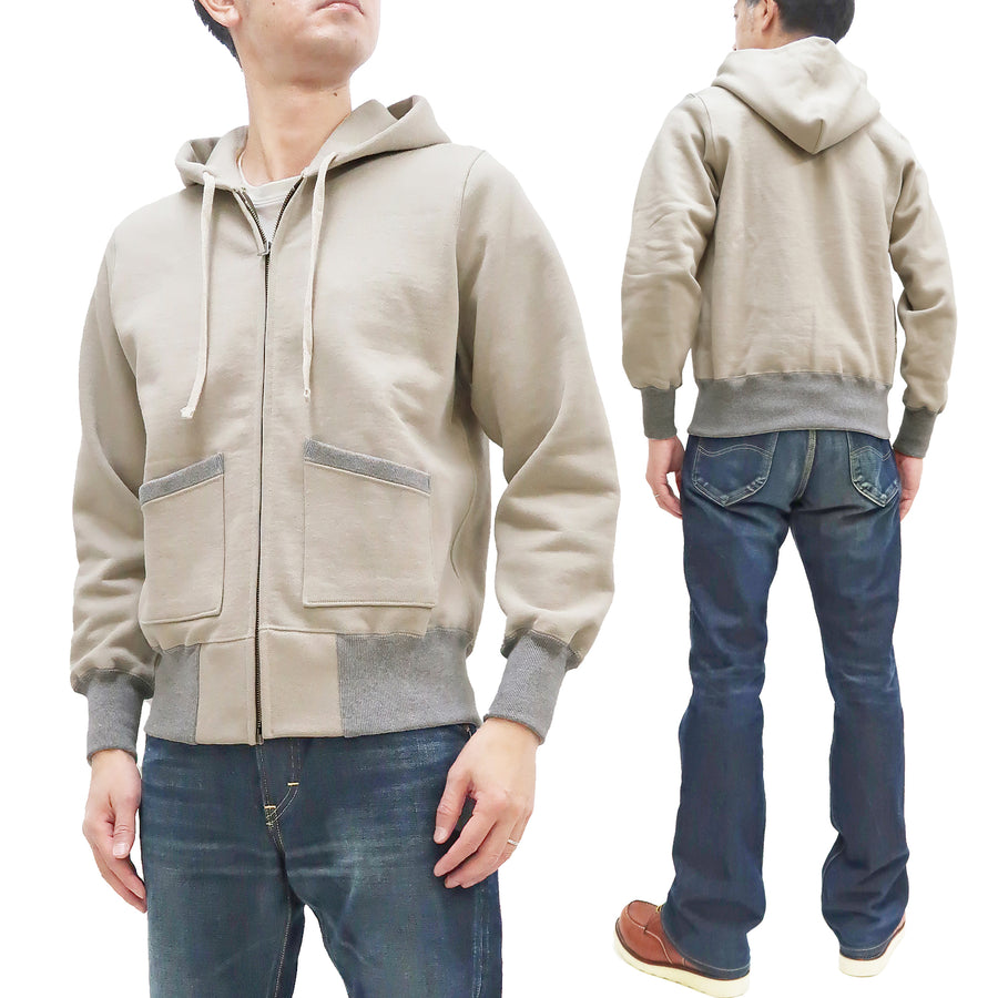 TOYS McCOY Plain Zip-Up Hoodie Men's Vintage Inspired Solid Zip Hooded Sweatshirt TMC2468 040 Sand-Beige