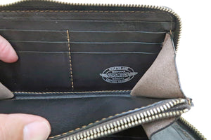 TOYS McCOY Zip-Around Long Leather Wallet Men's Casual Quilted Horsehide Leather Wallet with Three-Sided Zip TMA2506 050 Brown