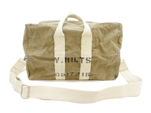 TOYS McCOY Men's Steve McQueen Aviator’s Kit Bag “V. HILTS” - Canvas Boston Duffel Bag Inspired by The Great Escape - Made in Japan (TMA2522 041 Khaki)