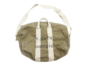 TOYS McCOY Men's Steve McQueen Aviator’s Kit Bag “V. HILTS” - Canvas Boston Duffel Bag Inspired by The Great Escape - Made in Japan (TMA2522 041 Khaki)