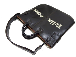 TOYS McCOY Men's Felix the Cat Leather Shoulder Bag - Black Horsehide, U.S. Air Force Helmet Bag Inspired, Made in Japan (TMA2523 031 Black)