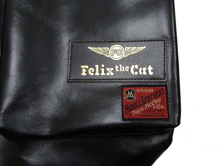 TOYS McCOY Men's Felix the Cat Leather Shoulder Bag - Black Horsehide, U.S. Air Force Helmet Bag Inspired, Made in Japan (TMA2523 031 Black)