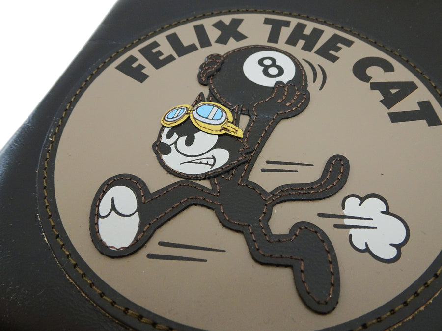 TOYS McCOY Men's Felix the Cat Leather Shoulder Bag - Black Horsehide, U.S. Air Force Helmet Bag Inspired, Made in Japan (TMA2523 031 Black)