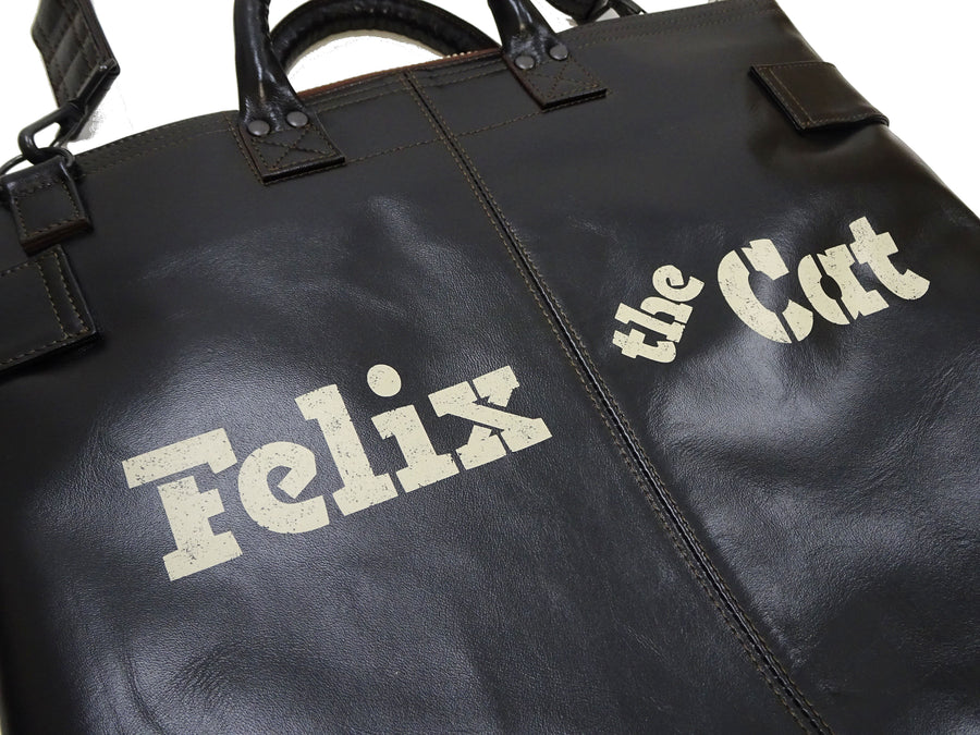 TOYS McCOY Men's Felix the Cat Leather Shoulder Bag - Black Horsehide, U.S. Air Force Helmet Bag Inspired, Made in Japan (TMA2523 031 Black)