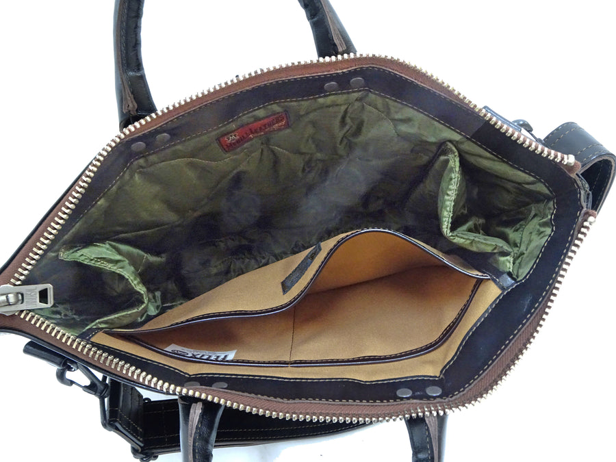 TOYS McCOY Men's Felix the Cat Leather Shoulder Bag - Black Horsehide, U.S. Air Force Helmet Bag Inspired, Made in Japan (TMA2523 031 Black)