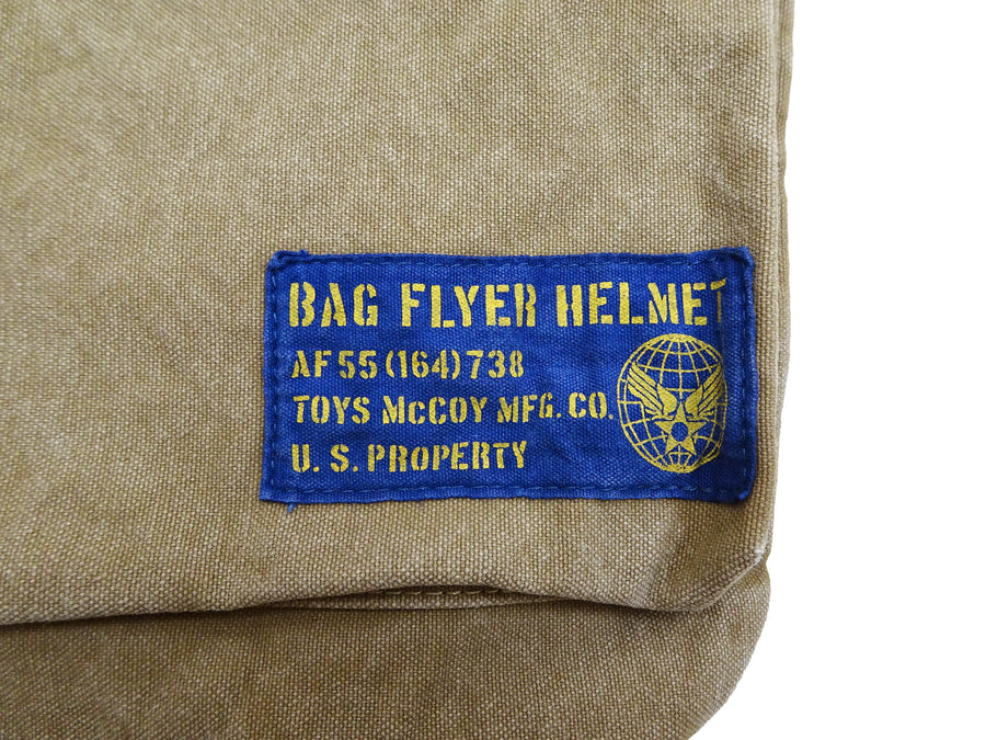 TOYS McCOY Men's Canvas Shoulder Bag - Snoopy U.S. Army Airborne Patch - MIL-B-43290 Flight Helmet Bag Inspired - Made in Japan (TMA2524 041 Khaki)