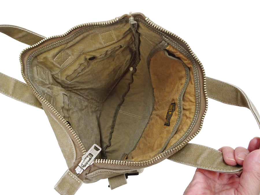 TOYS McCOY Men's Canvas Shoulder Bag - Snoopy U.S. Army Airborne Patch - MIL-B-43290 Flight Helmet Bag Inspired - Made in Japan (TMA2524 041 Khaki)