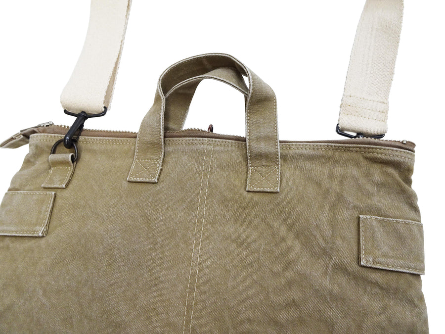 TOYS McCOY Men's Canvas Shoulder Bag - Snoopy U.S. Army Airborne Patch - MIL-B-43290 Flight Helmet Bag Inspired - Made in Japan (TMA2524 041 Khaki)