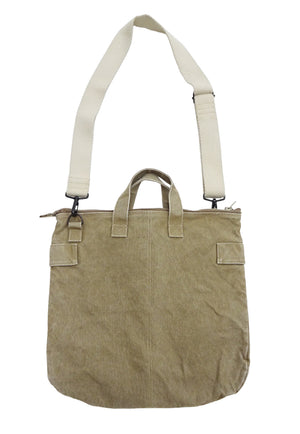 TOYS McCOY Men's Canvas Shoulder Bag - Snoopy U.S. Army Airborne Patch - MIL-B-43290 Flight Helmet Bag Inspired - Made in Japan (TMA2524 041 Khaki)