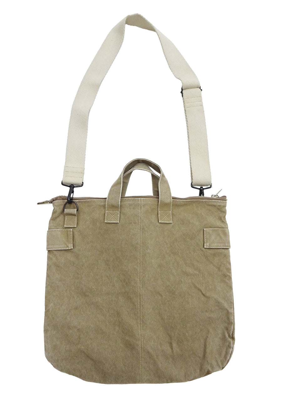 TOYS McCOY Men's Canvas Shoulder Bag - Snoopy U.S. Army Airborne Patch - MIL-B-43290 Flight Helmet Bag Inspired - Made in Japan (TMA2524 041 Khaki)