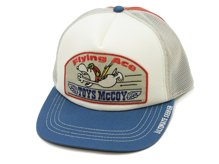 TOYS McCOY Men's Trucker Cap with Snoopy Flying Ace Patch - Side Mesh Baseball Hat, Adjustable Snapback TMA2525 Tricolor