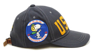 TOYS McCOY Men's Baseball Cap - No Mesh, Custom Patches with Snoopy Flying Ace & U.S.C.G. (TMA2526 Charcoal)