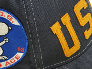 TOYS McCOY Men's Baseball Cap - No Mesh, Custom Patches with Snoopy Flying Ace & U.S.C.G. (TMA2526 Charcoal)