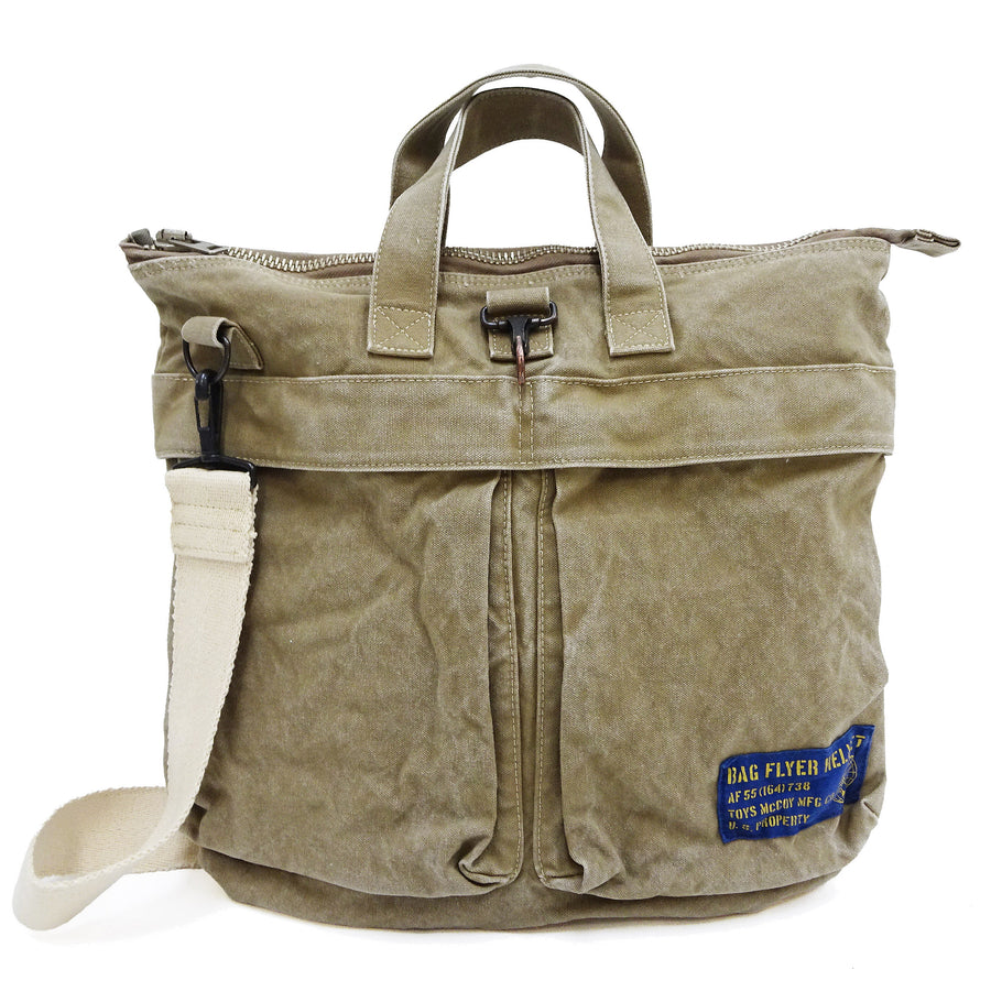 TOYS McCOY Men's Canvas Shoulder Bag - U.S. Air Force MIL-B-43290 Flight Helmet Bag Inspired - Made in Japan (TMA2528 041 Khaki)