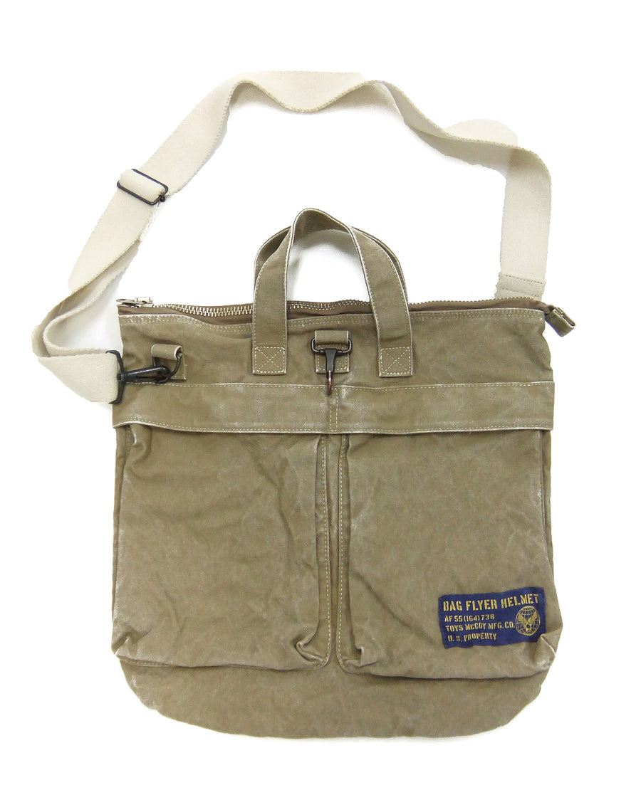TOYS McCOY Men's Canvas Shoulder Bag - U.S. Air Force MIL-B-43290 Flight Helmet Bag Inspired - Made in Japan (TMA2528 041 Khaki)