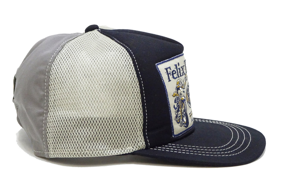 TOYS McCOY Men's Trucker Cap with Felix the Cat & Beck Motorcycle Patch - Side Mesh Baseball Hat, Adjustable Snapback TMA2529 Black/Gray