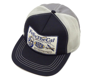TOYS McCOY Men's Trucker Cap with Felix the Cat & Beck Motorcycle Patch - Side Mesh Baseball Hat, Adjustable Snapback TMA2529 Black/Gray