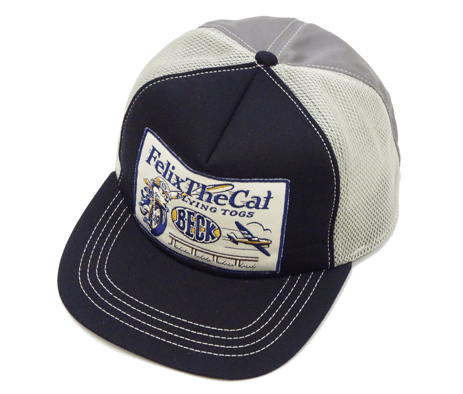 TOYS McCOY Men's Trucker Cap with Felix the Cat & Beck Motorcycle Patch - Side Mesh Baseball Hat, Adjustable Snapback TMA2529 Black/Gray