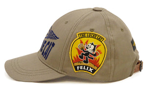 TOYS McCOY Men's Felix the Cat Non-Mesh Herringbone Twill 6-Panel Baseball Cap with Leather Strap Back, Made in Japan (TMA2601 041 Khaki)
