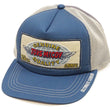 Load image into Gallery viewer, TOYS McCOY Men's Snapback Trucker Cap, Side Mesh Panels, 30th Anniv. Patch, Made in Japan (TMA2602 Blue/Gray)
