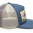 Load image into Gallery viewer, TOYS McCOY Men's Snapback Trucker Cap, Side Mesh Panels, 30th Anniv. Patch, Made in Japan (TMA2602 Blue/Gray)
