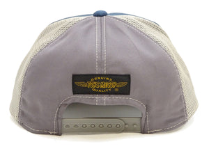 TOYS McCOY Men's Snapback Trucker Cap, Side Mesh Panels, 30th Anniv. Patch, Made in Japan (TMA2602 Blue/Gray)