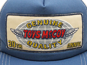 TOYS McCOY Men's Snapback Trucker Cap, Side Mesh Panels, 30th Anniv. Patch, Made in Japan (TMA2602 Blue/Gray)
