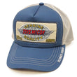 Load image into Gallery viewer, TOYS McCOY Men's Snapback Trucker Cap, Side Mesh Panels, 30th Anniv. Patch, Made in Japan (TMA2602 Blue/Gray)
