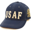 Load image into Gallery viewer, TOYS McCOY Men’s Chenille Patch USAF Graphic Cap, Non-Mesh Herringbone Twill Baseball Cap with Leather Strapback, Made in Japan (TMA2603 120 Blue)
