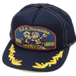 Load image into Gallery viewer, TOYS McCOY Men's SNOOPY Trucker Cap with Side Mesh Panels - Snapback Baseball Hat with Embroidered Patch and Visor Embroidery, Made in Japan (TMA2607 120 Dark Navy)
