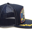 Load image into Gallery viewer, TOYS McCOY Men's SNOOPY Trucker Cap with Side Mesh Panels - Snapback Baseball Hat with Embroidered Patch and Visor Embroidery, Made in Japan (TMA2607 120 Dark Navy)
