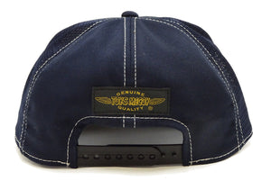 TOYS McCOY Men's SNOOPY Trucker Cap with Side Mesh Panels - Snapback Baseball Hat with Embroidered Patch and Visor Embroidery, Made in Japan (TMA2607 120 Dark Navy)