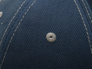 TOYS McCOY Men's Solid Baseball Cap (No Mesh) - Mid-Profile 6-Panel Cotton Herringbone Twill (HBT), Pre-Curved Brim, Leather Strap Back, Made in Japan (TMA2614 Color 120: Blue-Tinted Navy)