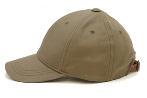 TOYS McCOY Men's Solid Baseball Cap (No Mesh) - Mid-Profile 6-Panel Cotton Herringbone Twill (HBT), Pre-Curved Brim, Leather Strap Back, Made in Japan (TMA2614 Color 040: Sand Beige)