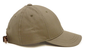 TOYS McCOY Men's Solid Baseball Cap (No Mesh) - Mid-Profile 6-Panel Cotton Herringbone Twill (HBT), Pre-Curved Brim, Leather Strap Back, Made in Japan (TMA2614 Color 040: Sand Beige)
