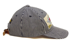 TOYS McCOY Men's Hickory Stripe Baseball Cap, 30th Anniversary Embroidered Front Patch, Classic 6-Panel, Pre-Curved Brim, Leather Strap Back, No Mesh (TMA2619)