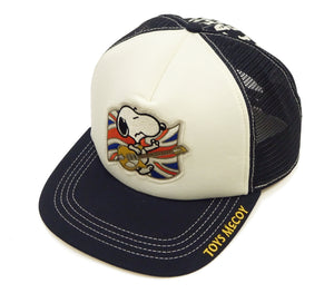 TOYS McCOY Men's Snoopy Trucker-Style Baseball Cap with Side Mesh Panels and Snapback Adjustment, Made in Japan (TMA2623, 031 Black/Off-White)