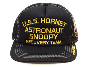 TOYS McCOY Men's Snoopy "UDT Recovery Team" Trucker-Style Baseball Cap with Side Mesh Panels and Snapback Adjustment, Made in Japan (TMA2624, 030 Black)